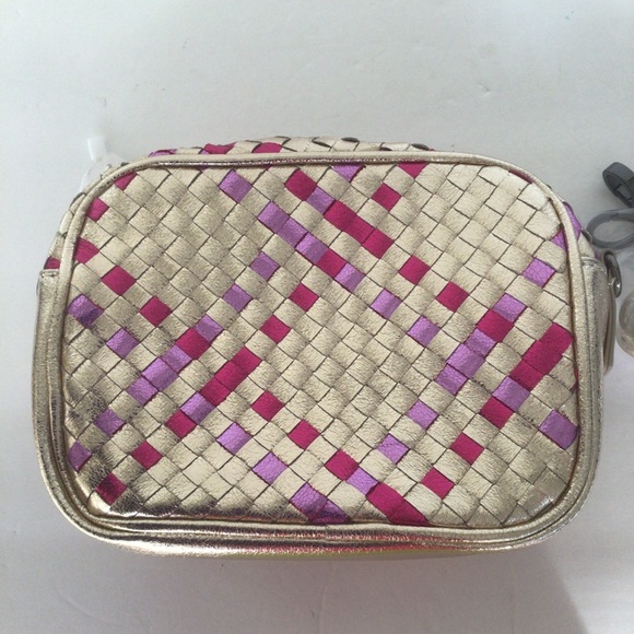 VTG NEIMAN MARCUS GOLD PINK LEATHER WOVEN CROSSBODY CONVERTIBLE CLUTCH B… - Picture 4 of 16